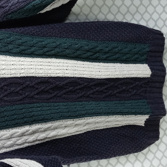 Vintage New Rive Men's XL cable knit pullover casual vertical stripped sweater - Picture 5 of 6